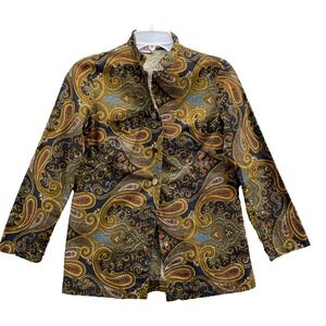 Vintage Aladdin Button Shirt Women's Small Paisley 70's Groovy Whimsigoth Office